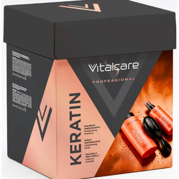 VITALCARE COFANETTO KERATIN PROFESSIONAL SHAMPOO 250 ML + SPRAY 125 ML + SPAZZOLA CAPELLI
