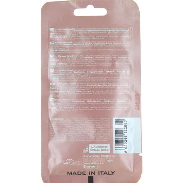 VITALCARE KERATIN MASCHERA RINFORZANTE CAPELLI FRAGILI E STRSSATI BUSTINA MONODOSE 25 ML