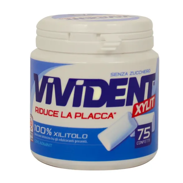 VIVIDENT XYLIT SPEARMINT SENZA ZUCCHERO BARATTOLO 75 CONFETTI