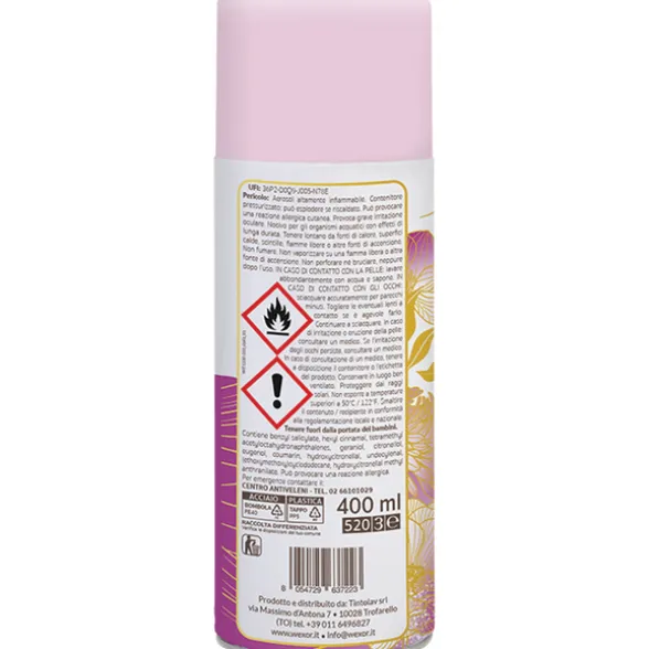 WEXOR COSMETICI di LAVANDERIA DEO PARFUM TESSUTI e AMBIENTI MANGIAODORI ROSE COTTON SPRAY 400 ML