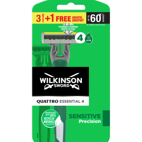 WILKINSON QUATTRO ESSENTIAL 4 SENSITIVE PRECISION 3 RASOI +1 4 LAME USA&GETTA