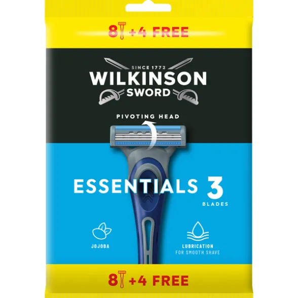 WILKINSON RASOIO EXTRA 3 ESSENTIALS 3 LAME 8 PEZZI + 4 GRATIS