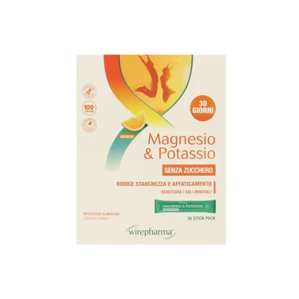 WIREPHARMA MAGNESIO & POTASSIO GUSTO ARANCIA 30 STICKS INTEGRATORE ALIMENTARE