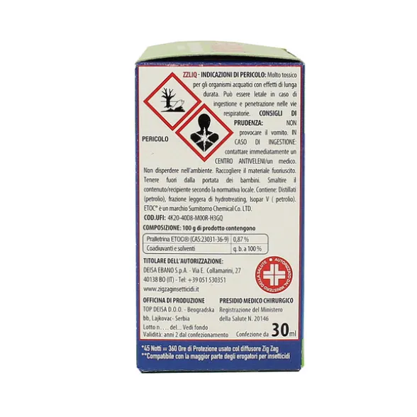 ZIG ZAG RICARICA LIQUIDA ZANZARICIDA PER DIFFUSORE ELETTRICO 30 ML