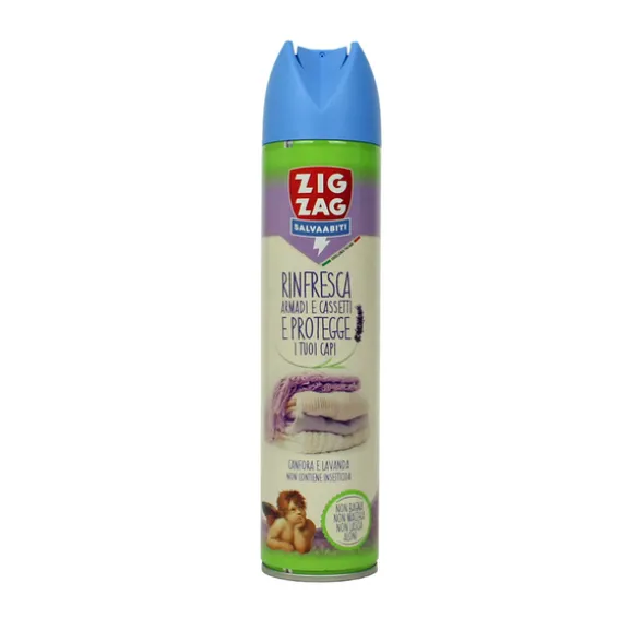 ZIG ZAG SALVA ABITI SPRAY CANFORA e LAVANDA PER ARMADI, CASSETTI E CAPI PROTEGGE RINFRESCA E PROFUMA 300 ML
