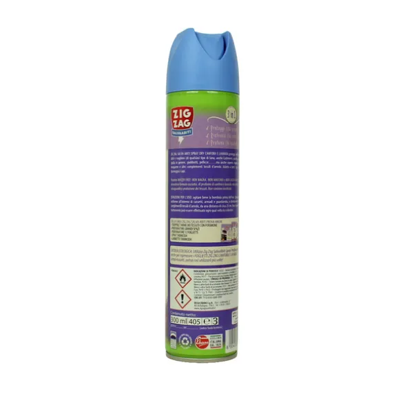 ZIG ZAG SALVA ABITI SPRAY CANFORA e LAVANDA PER ARMADI, CASSETTI E CAPI PROTEGGE RINFRESCA E PROFUMA 300 ML